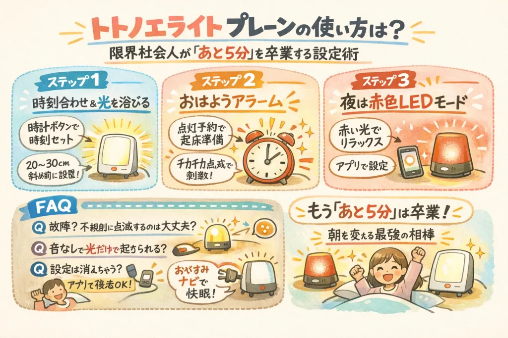 光目覚まし時計 使い方のグラレコ画像