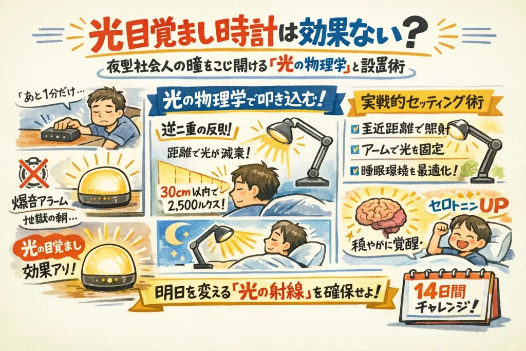 光目覚まし時計 効果ないのグラレコ画像