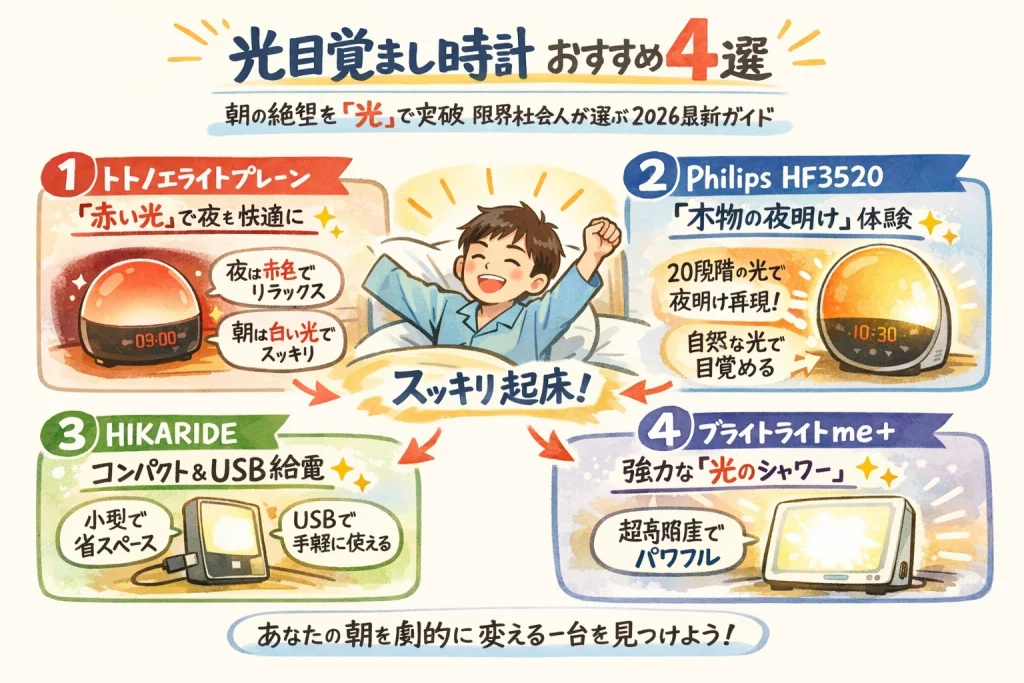 光目覚まし時計おすすめのグラレコ画像