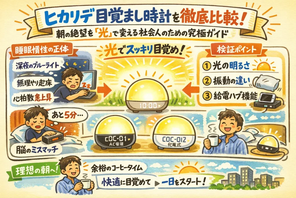 ヒカリデ 目覚まし時計のグラレコ画像