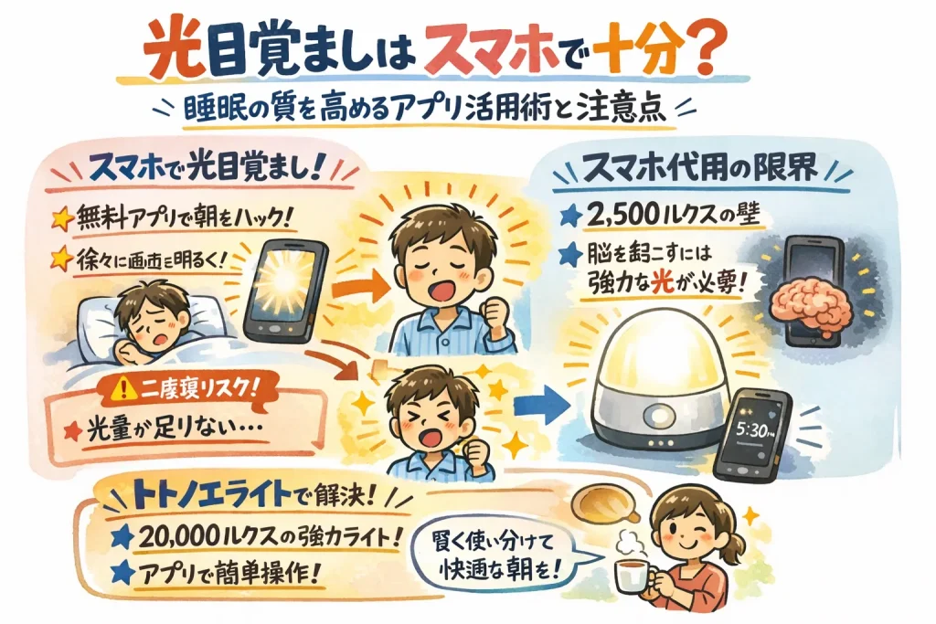 スマホアプリの目覚まし_グラレコ画像