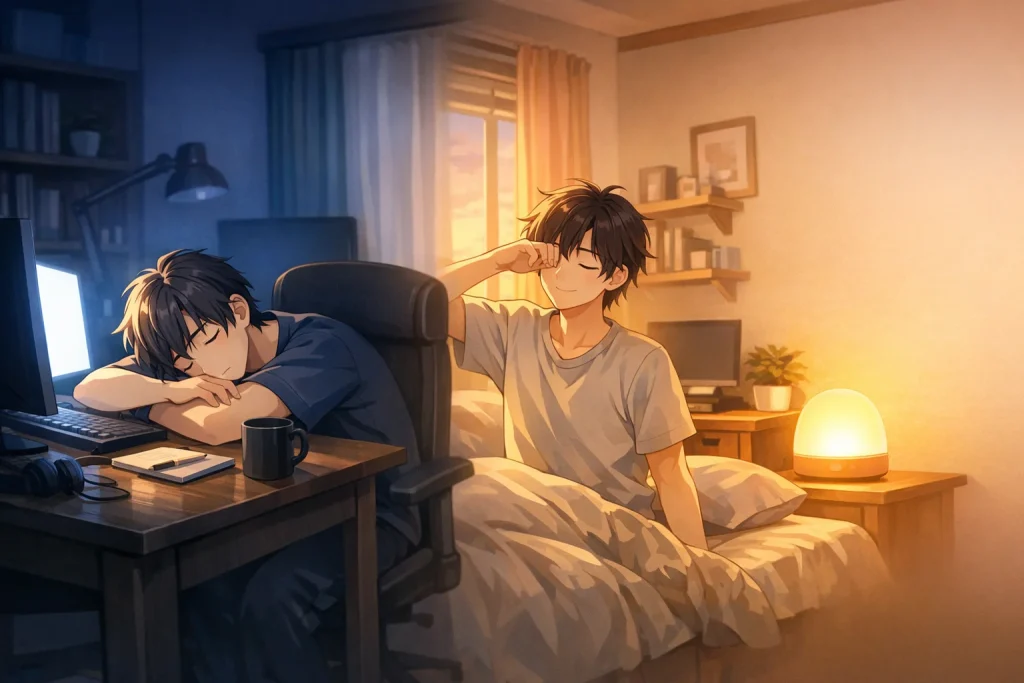 デジタル時差ボケをヒカリデ目覚まし時計で調律