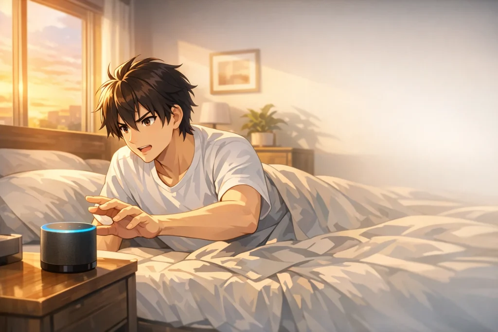 発声でアラームを止める